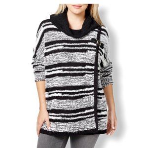 {Calvin Klein} Cowl Neck Sweater Cape w/ Buckle